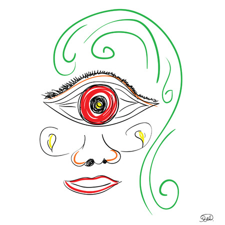woman big eye vector illustration on white backgroundのイラスト素材