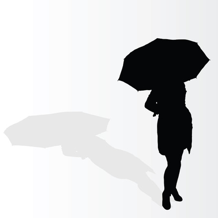 woman with umbrella vector illustrationのイラスト素材
