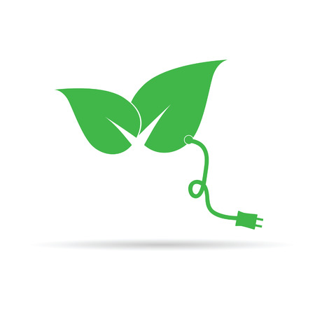 leaf green vector illustration with electricity on whiteのイラスト素材
