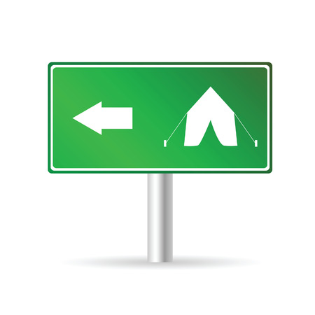 signboard for camping color vector illustration on a greenのイラスト素材