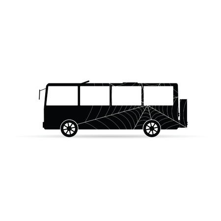 bus vector icon with spider web on whiteのイラスト素材