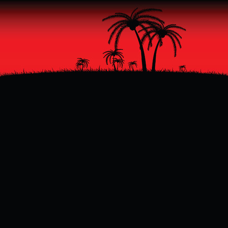 palm tree silhouette for background vector on blackのイラスト素材