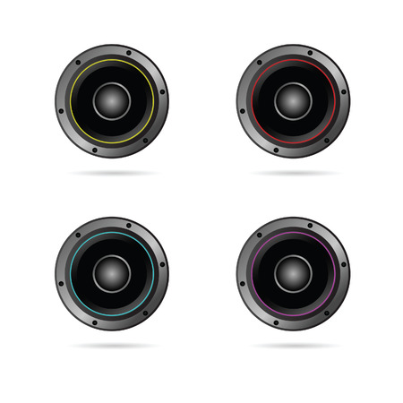 four speakers with different colors vector on whiteのイラスト素材