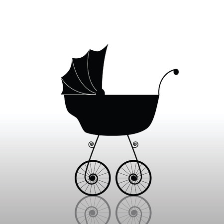 baby stroller old black vector illustrationのイラスト素材