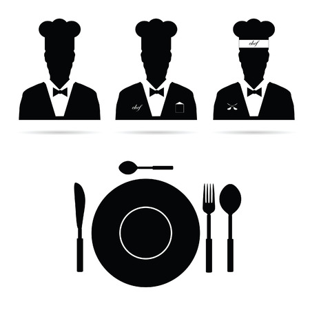 chef cook man vector silhouetteのイラスト素材