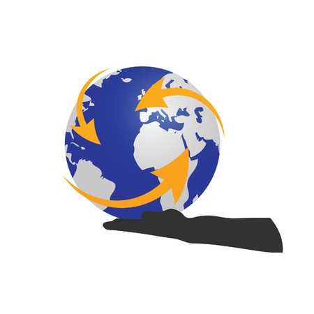 planet in hand color vector illustrationのイラスト素材