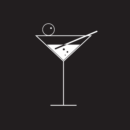 martini glass vector on blackのイラスト素材