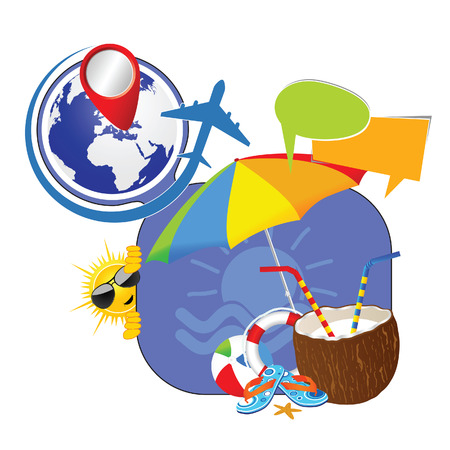 beach and coconut stuff vectorのイラスト素材