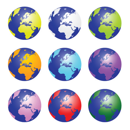planet earth set color vectorのイラスト素材