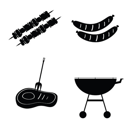 barbecue grill black vectorのイラスト素材