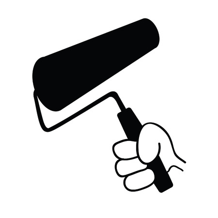 roller in hand vector black illustration on a whiteのイラスト素材