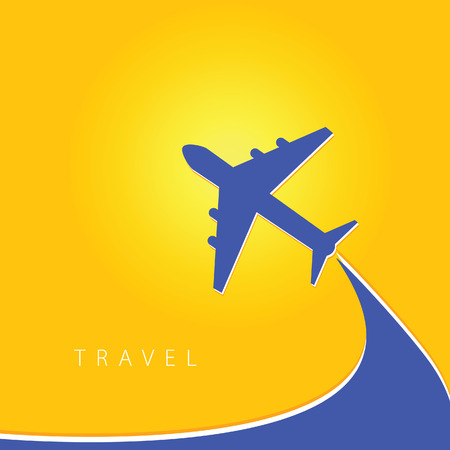 airplane with travel color vector illustrationのイラスト素材