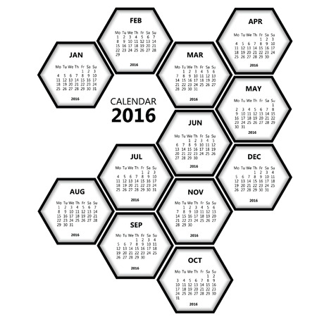 calendar 2016 honeycomb vector illustrationのイラスト素材