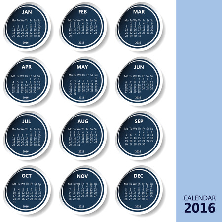 calendar 2016 blue vector illustrationのイラスト素材