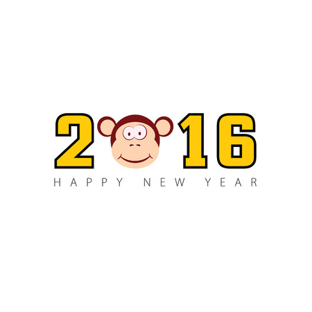 happy new 2016 year monkey vector illustrationのイラスト素材