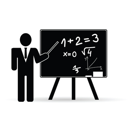 teacher with school board vector silhouetteのイラスト素材