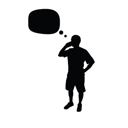 man with mobile phone black vector silhouetteのイラスト素材