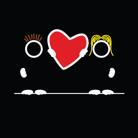 man and woman holding heart vector illustrationのイラスト素材