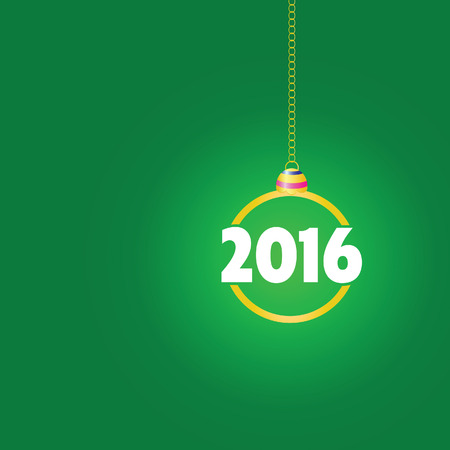 happy new year 2016 color ball green vectorのイラスト素材
