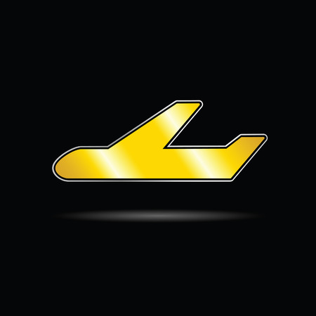airplane gold icon vector on black backgroundのイラスト素材