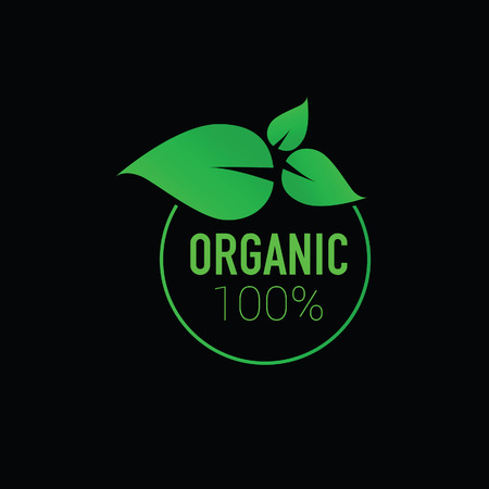organic icon green vector on black backgroundのイラスト素材