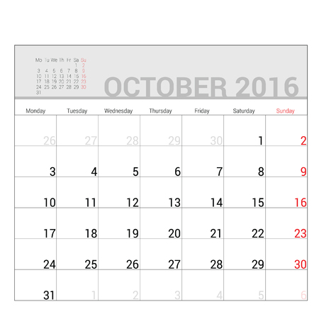 planners for 2016 october vector illustrationのイラスト素材