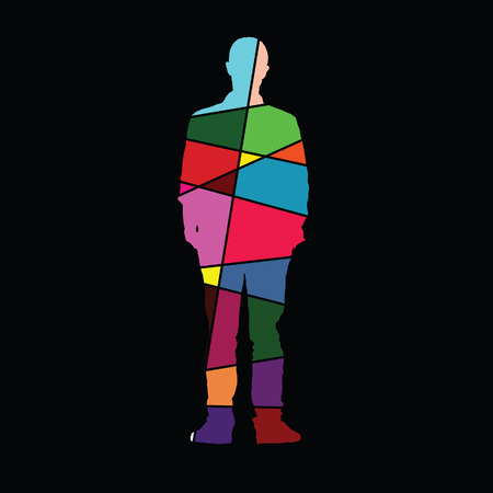 man color on black backgroundのイラスト素材