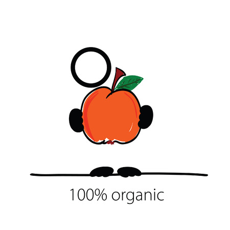 man with peach in hand vector illustrationのイラスト素材