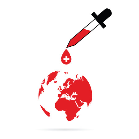 planet earth with red cross vector in colorfulのイラスト素材