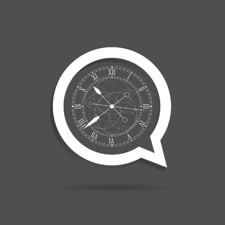 clock in speech bubble vector on greyのイラスト素材