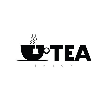 tea enjoy sign vector in black colorのイラスト素材