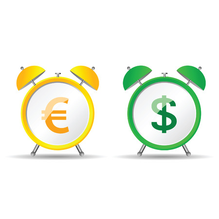 clock with euro and dollar illustrationのイラスト素材