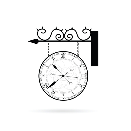 clock elegant black vector on whiteのイラスト素材