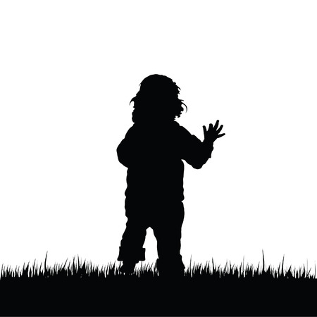 child vector black in nature illustrationのイラスト素材