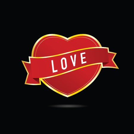 heart red love vector on black backgroundのイラスト素材