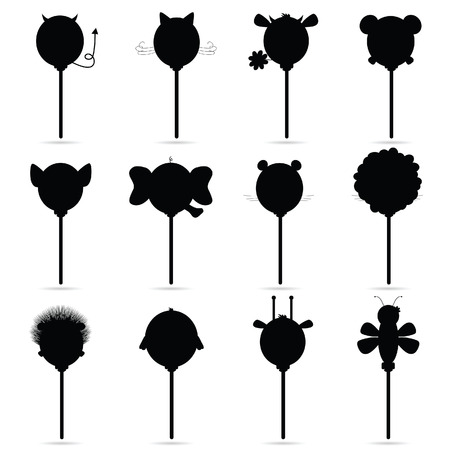 balloons vector set in black colorのイラスト素材