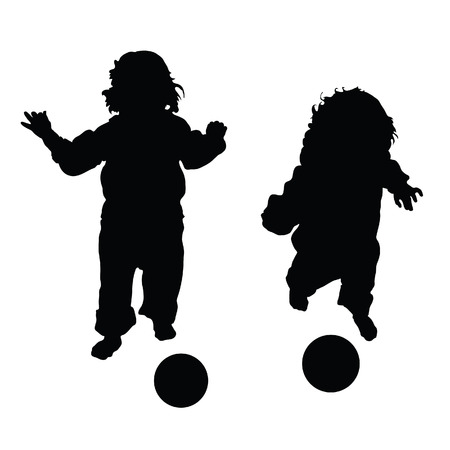 child with ball in black colorのイラスト素材