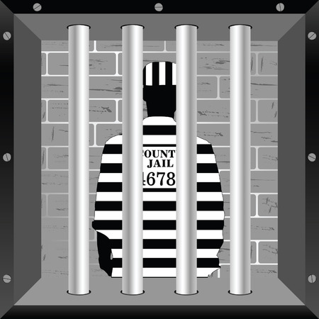 prisioner in cell jail illustration silhouetteのイラスト素材