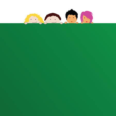 children with schoolboard illustration in colorfulのイラスト素材