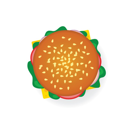 hamburger food illustration in colorfulのイラスト素材