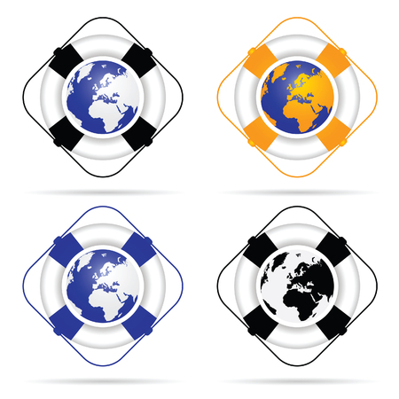 live saver with planet earth illustration in colorfulのイラスト素材