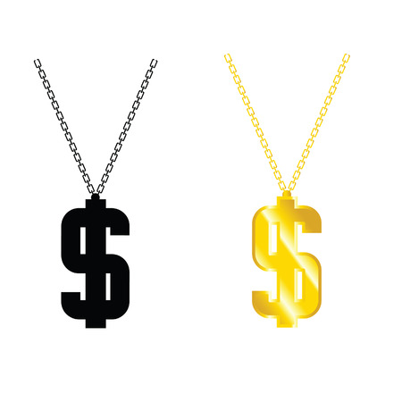 dollar gold and black on chain illustrationのイラスト素材