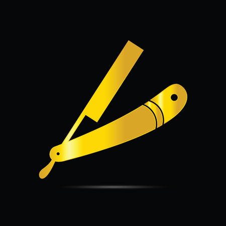 barber shop icon illustration in gold colorのイラスト素材