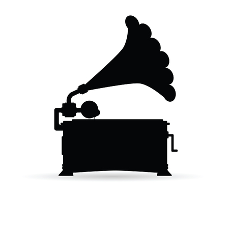 gramophone black music illustrationのイラスト素材