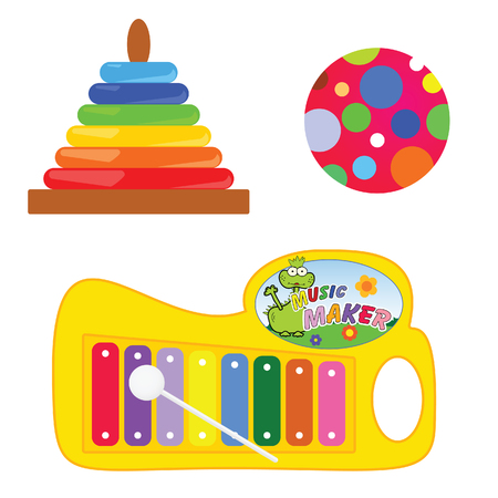 baby toys set illustration in colorfulのイラスト素材