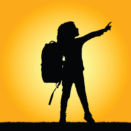 child pose in nature illustration silhouetteのイラスト素材