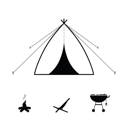 tent camping icon illustration in blackのイラスト素材