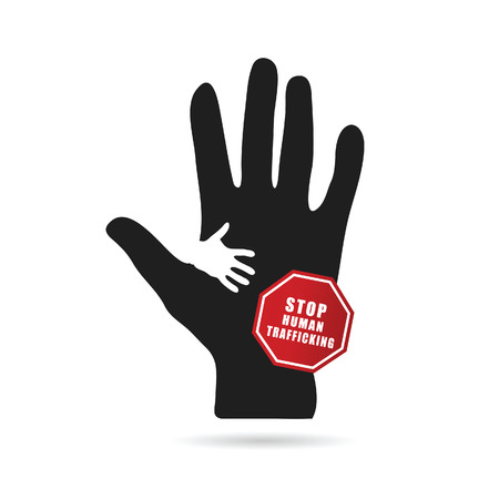 stop humain trafficking icon illustration in colorfulのイラスト素材