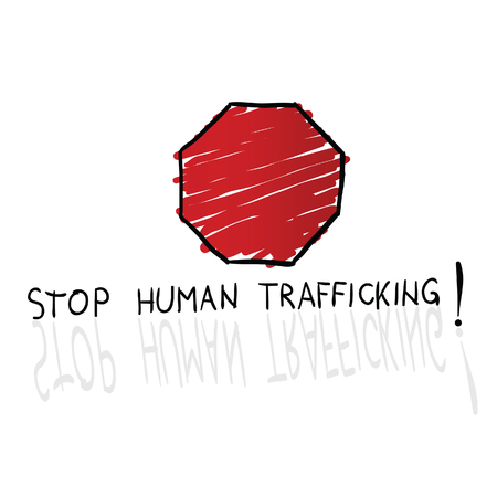 stop trafficking sign cartoon illustration in colorfulのイラスト素材