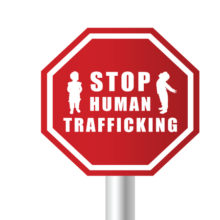 stop humain trafficking illustration with children in colorfulのイラスト素材